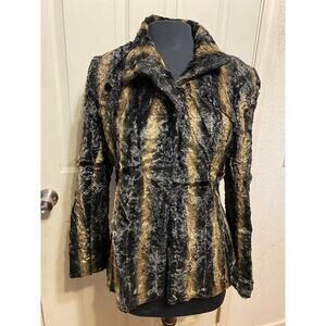 Vintage Earl Ratenburg Women's Small Faux Fur Collared Coat Marbled Colors USA